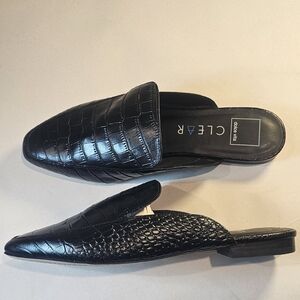 Dolce Vita Black Mules Embossed Leather Size 10 Slip-On Slides for Women